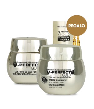 V Perfect Gold creme hidratante + contorno dos olhos + BRINDE: Kit Iluminador Facial V - Perfect Gold
